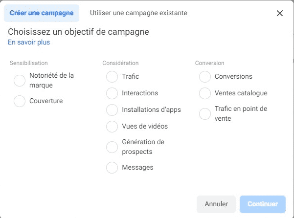  objectif de campagne FB ads